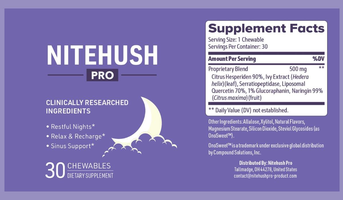 nitehush-pro-supplement-facts